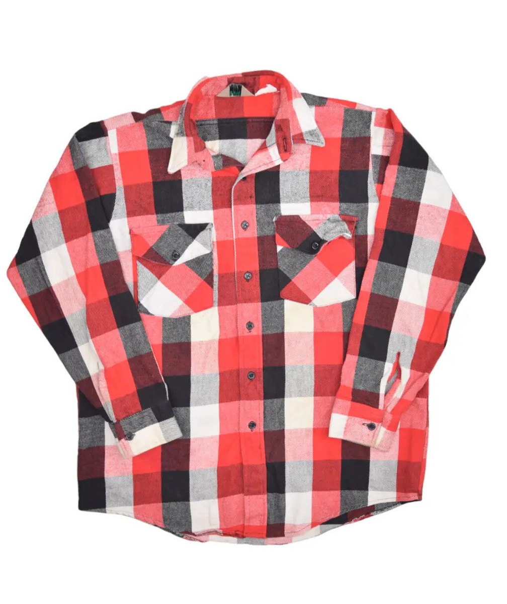 Vintage Winter Run Flannel Shirt Mens L Red Plaid Heavyweight 