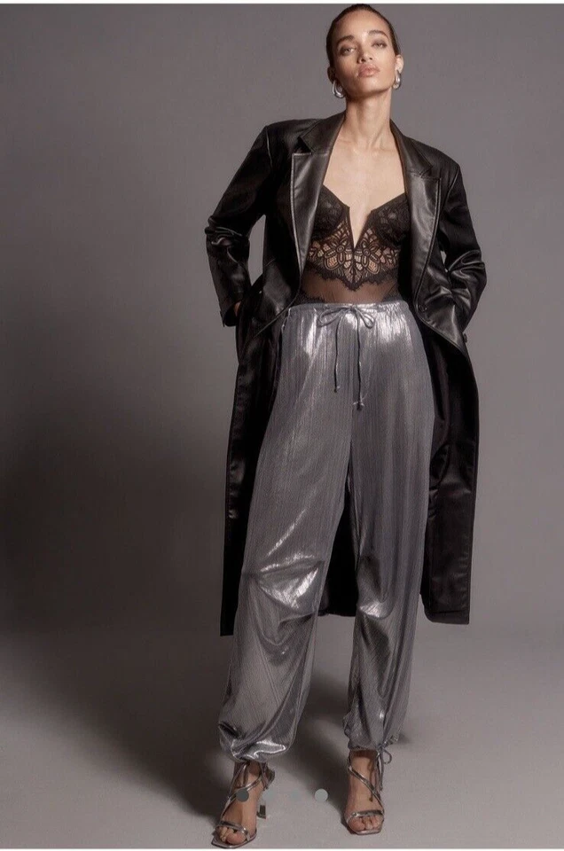 NUEVO CON ETIQUETAS Anthropologie Liquid Shine Paracaídas Harén Pantalón Joggers Pantalones S Petite PS