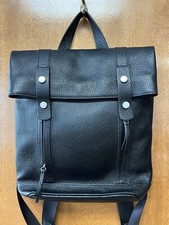 Treasure And Bond Remy Black Pebbled Leather Foldover Backpack