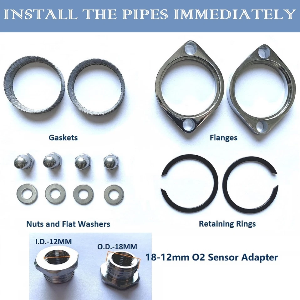 LAF 2" O.D Exhaust Pipes for Harley Touring Sportster Softail W/ Flange Black - Image 4 of 4