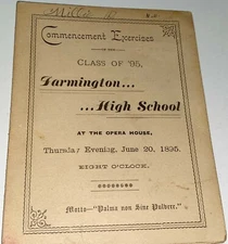 Rare Antique Victorian American Farmington NH High School Commencement Program!