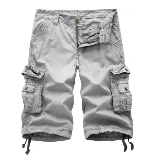 Herren Freizeit solide Cargo Shorts mehrere Taschen gewaschen Lounge 30 31 32 34 36 38-48 - Bild 3 von 26