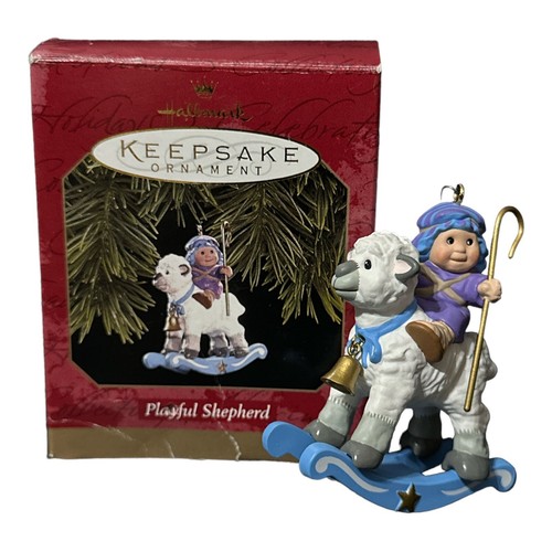 Hallmark Keepsake Christmas Ornament Playful Shepherd Boy Lamb Rocking 1997