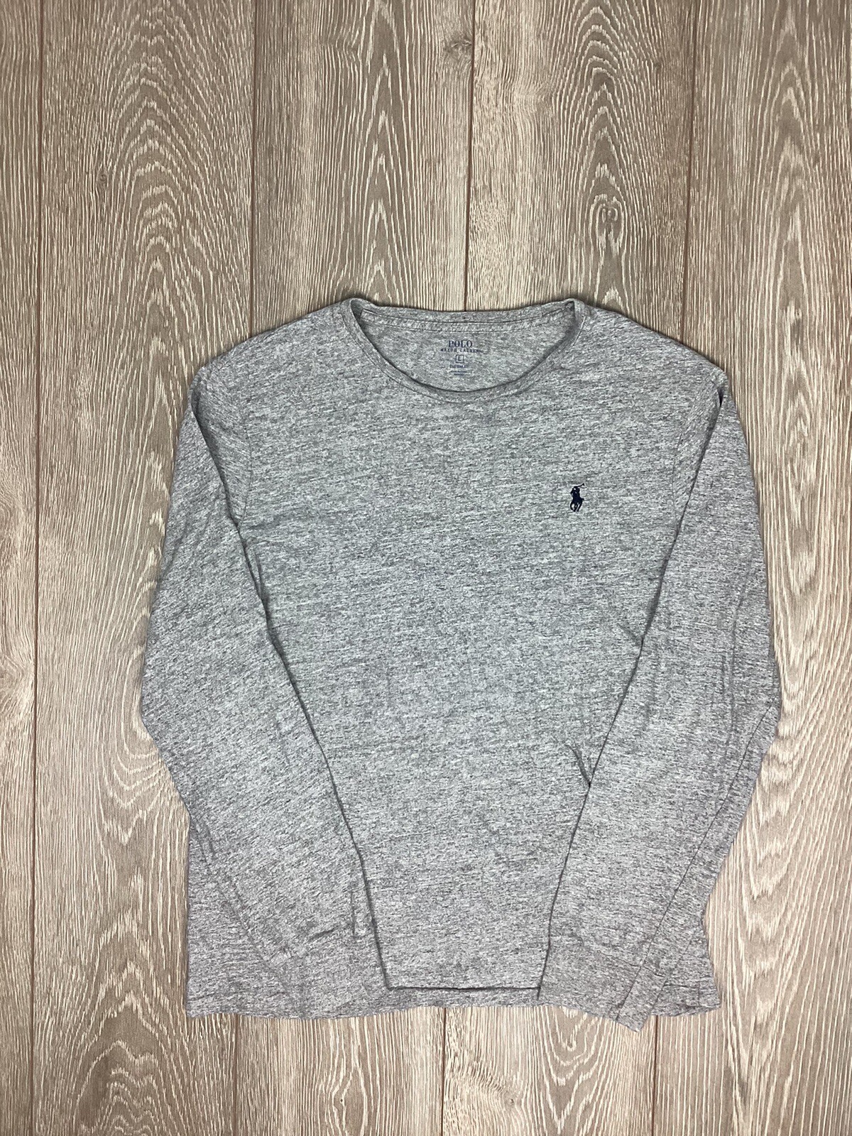 Polo Ralph Lauren manica lunga grigio pony camicia uomo vestibilità personalizzata L 41381