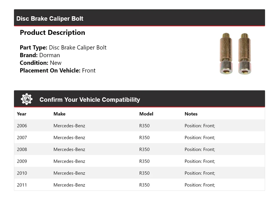 Pinza de freno de disco delantera para Mercedes-Benz R350 Dorman 2006-2011 2007 2008 Foto 2 de 4