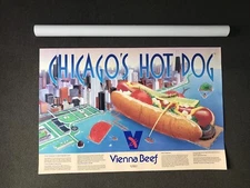 NEW Classic Vienna Beef Chicago Style Hot Dog Vienna Beef Navy Pier Poster Sign