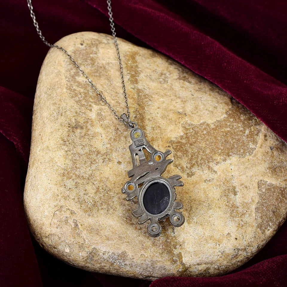 925 Citrin Silber Anhänger Topas Amethyst Peridot Edelstein Sterling Blau - Bild 4 von 4