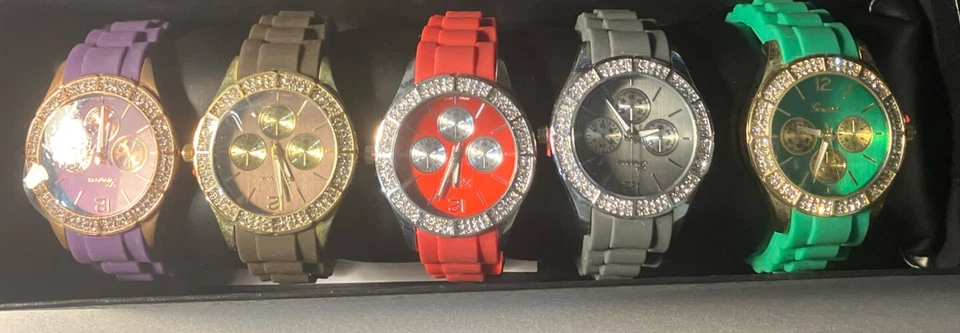 Box Set of 5 Geneva Platinum Ladies Watches Color and Style JTV jbw379 no. 2971 - Image 2 of 4