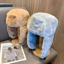 Men Women Aviator Trapper Hat Cap Ushanka Russian cossack Faux Rabbit Fur ^ ^