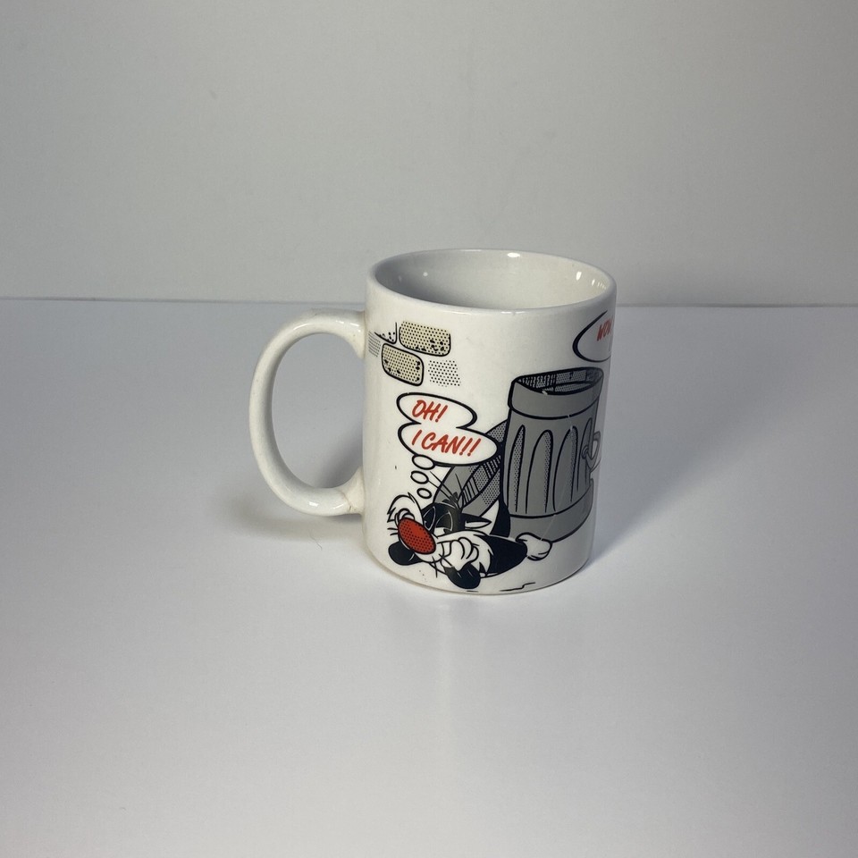 Vintage 1995 Looney Tunes Coffee Cup Mug Sylvester Cat Warner Brothers