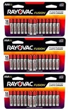 3  Rayovac Fusion AAA 1.5V Premium Alkaline Non-Rechargeable Batteries 16 pk