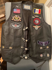 Biker Vest Leather Vintage Patches Pins Starling Harley Owners Group Ladies 46