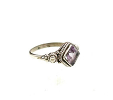 Pink Amethyst Bohemian ring, Amethyst Sterling Silver Ring Size 7 US