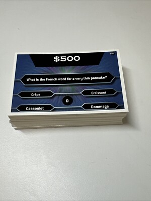 Who Wants To Be A Millionaire Board Game $500 Dollar Question Cards Only Vintage