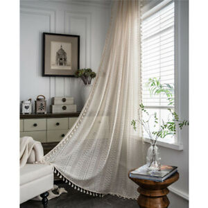 Vintage Curtain for Living Room Crochet Hollow Window Drapes Treatment Bedroom 