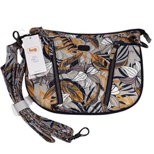 NEW LUG Swivel RFID Crossbody Bag Convertible Expandable Lily Grey Floral