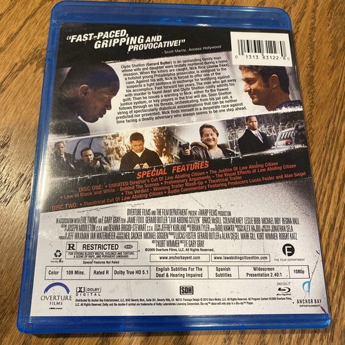 Law Abiding Citizen (Blu-ray Disc, 2010, 2-Disc Set, Rated/Unrated Directors... - Picture 2 of 2