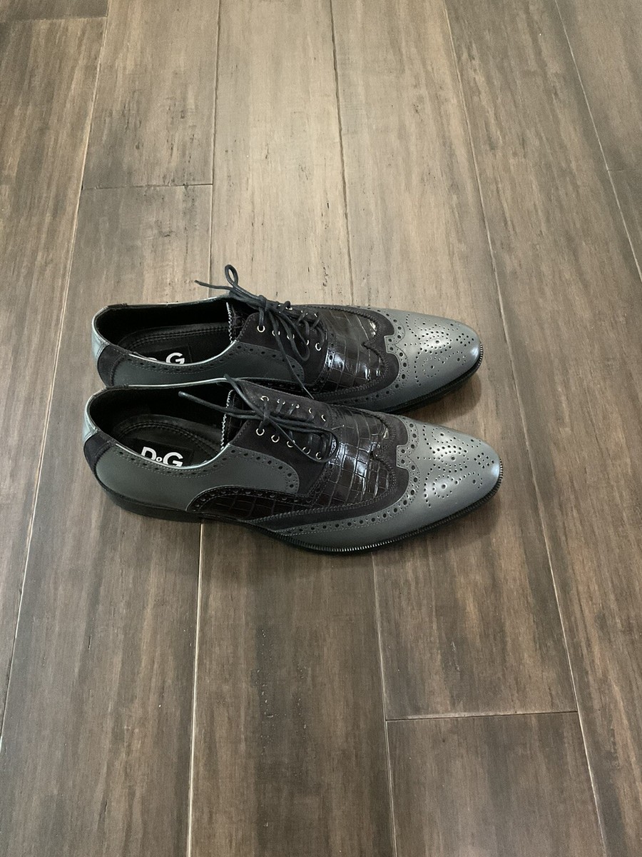 DOLCE & GABBANA Men Black Gray Wingtip Leather Dress Shoes Size 42.5 US 9.5 Dolce & Gabbana Wingtip Leather Oxford Derby Shoes  main image 3