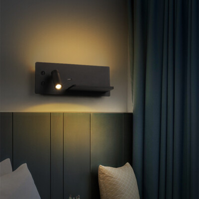 6W Wall Mount Light Fixture LED SMD 2835 Bedside Lamp Switch USB COB Spotlight