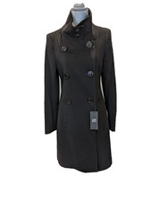 Cinzia Rocca Italy Black Wool Double-breasted Long Coat, 4 Nwt
