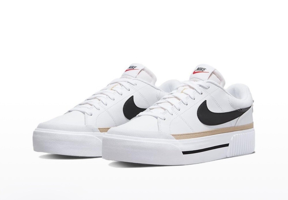 Nike Women Court Legacy Lift White Black Casual Platform Shoe DM7590-100