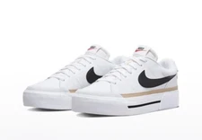 Nike Women Court Legacy Lift White Black Casual Platform Shoe DM7590-100