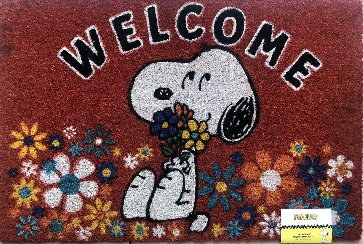 Peanuts~Snoopy & Flowers~WELCOME~Coir Door Mat~X-LARGE~24” X 36