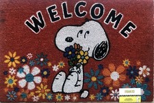 Peanuts Snoopy Flowers WELCOME Coir Door Mat X-LARGE 24 X 36 New FAST SHIP.