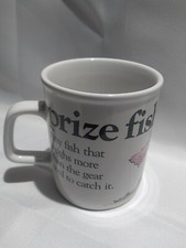 Prize Fish Fishing Weighs More than Gear Ceramic Coffee Cup 1984 Vtg