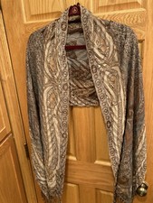 Vintage Paisley Scarf Wrap Self-Fringe Edges Viscose Brown Burgundy Blue Pretty