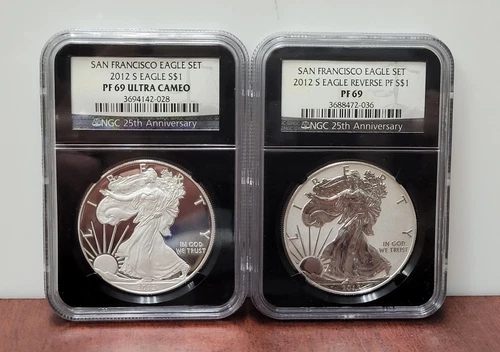 2012S Silver Dollar San Francisco Eagle Set NGC PF69 Ultra Cameo & Reverse