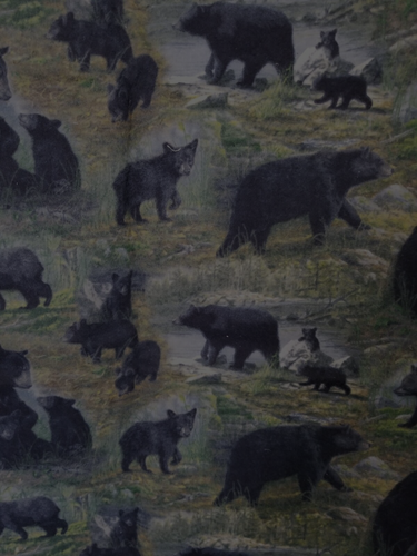 Houtman for Cranston Families of Black Bears On Green Flannel Fabric 32" x 44" - Picture 2 of 5
