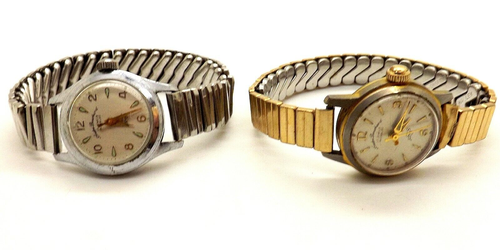 GREAT PAIR OF 1960'S LADIES ANDRÉ BOUCHARD 17J INCABLOC WRIST WATCHES