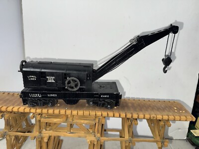 VINTAGE LIONEL TRAINS POSTWAR #6460 BUCYRUS ERIE BLACK CRANE CAR O GAUGE.
