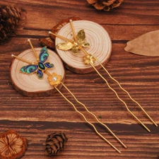 2pcs Chinese Hair Sticks Butterfly U Shaped Hair Pins Fairy Hanfu Hair Chopstick
