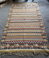 100% Cotton Woven Rug Boho Style. Made In India. Excellent Condition