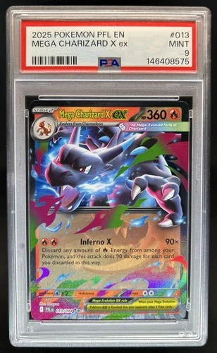2025 Pokemon Phantasmal Flames Mega Charizard X ex Double Rare #013/094 PSA 9