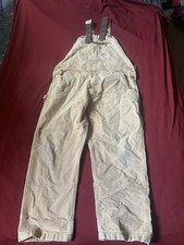Vintage Carhartt Bib Overalls Mens 40x30 Double Knee Tan Brown Light Distressed