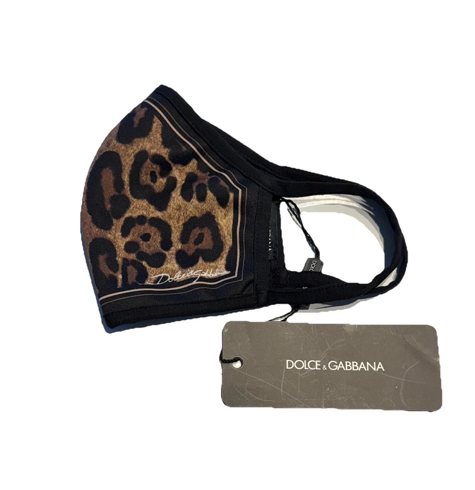 Dolce & Gabbana Black Brown Leopard Print Face Mask