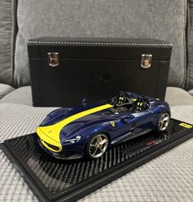 1/18 BBR Ferrari Monza sp2 Blue Tour de France/Yellow Stripe Deluxe Showcase