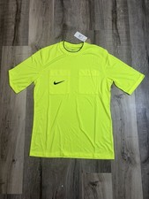 NUEVO CON ETIQUETAS NIKE Camisa de Árbitro de Fútbol para Hombres L NEÓN Amarillo 2 Bolsillos DRIFIit