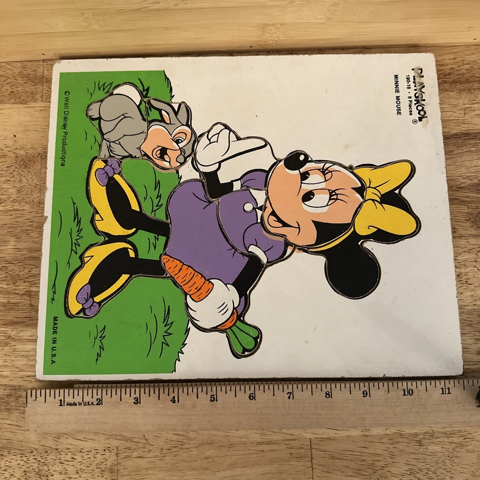 Vintage Playskool Disney Minnie Mouse Frame Tray wooden Board Puzzle RARE 190-16 - Image 2 of 4