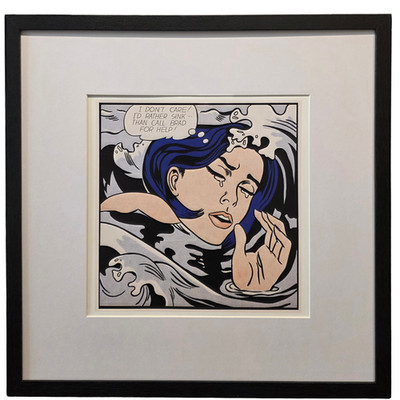 ROY LICHTENSTEIN Drowning Girl Framed Pop Art Contemporary Modern Art Print