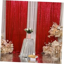 Sequin Backdrop Curtain, 2 Panels 2Ft x 8Ft Glitter 2x8 ft x2Pcs Red