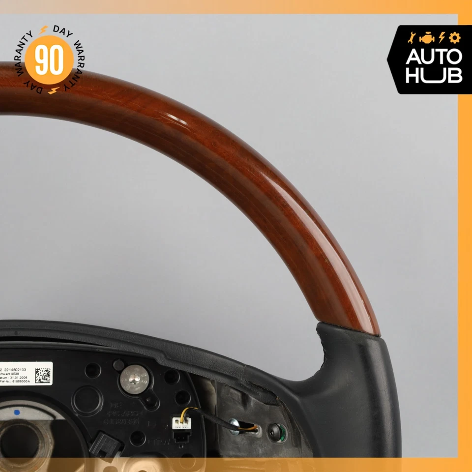 07-10 Mercedes W221 S550 Driver Steering Wheel w/Paddle Shifters Designo Wood - Image 4 of 4