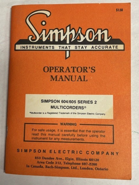 SIMPSON MULTICORDER 605 SERIES 2, VERY NICE, BATTERY MODEL  ^^