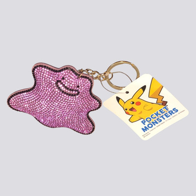 New Ditto Pokemon Key Chain 3  Rhinestone Glitter Prize Pokemon Plush Charm