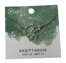 Sagittarius Necklace Horoscope Silver Tone Star Alignment Crystal NEW