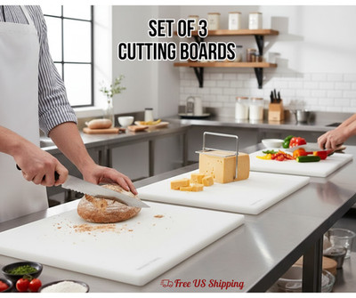 Stanton Trading 18x30x12 Inch White Cutting Board Bakery Dairy Set of 3