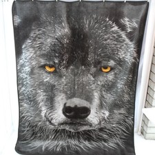 Wild Wear Wolf Head Blanket Throw Polyester 60"W X 80"L Twin